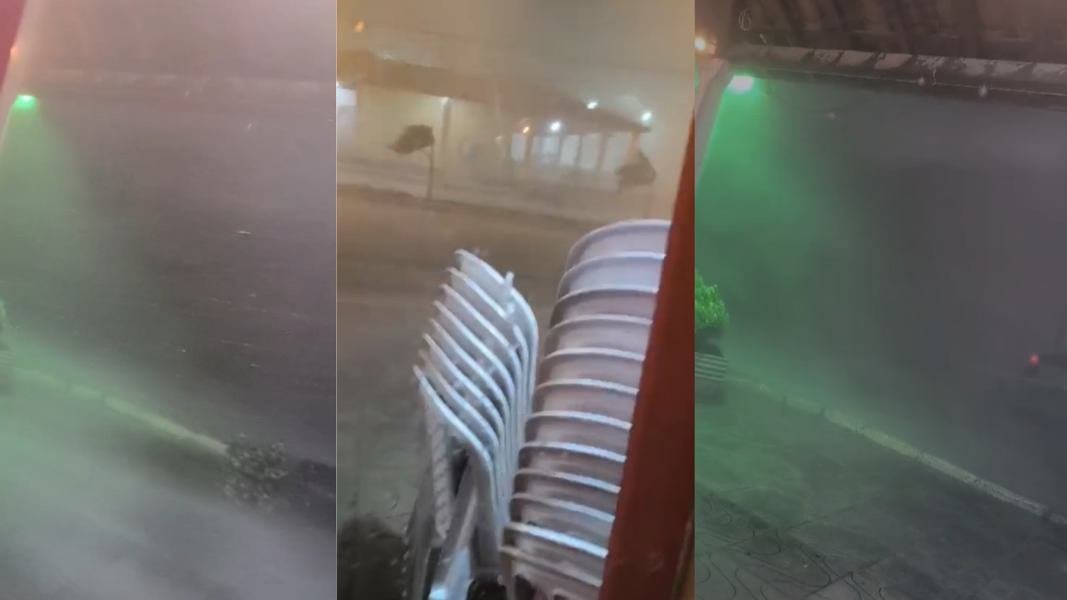 Chuvas e ventos intensos arrastam cadeiras de lanchonete no Sertão da Paraíba
