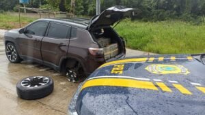 PRF apreende 180 kg de maconha em carro abandonado na BR-101, na PB