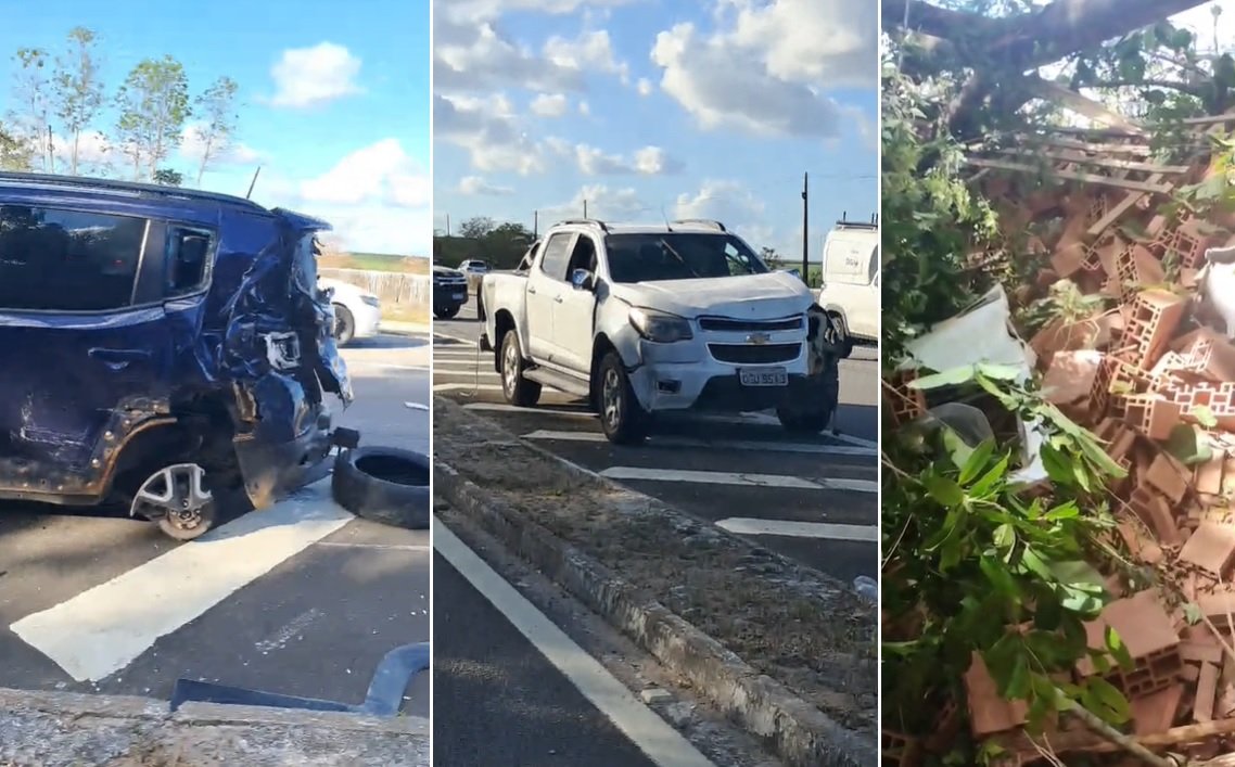 Três pessoas morrem em acidente entre caminhão e dois carros na BR-101