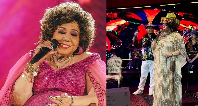 Alcione cai no palco durante show no Maranhão; artista assegura que está bem