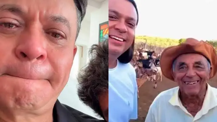 Cantor Frank Aguiar chora após não chegar a tempo de sepultamento do pai