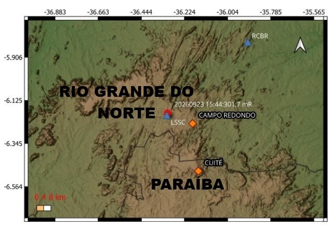 Mais um tremor de terra é registrado perto da divisa PB-RN; é o segundo em sete dias