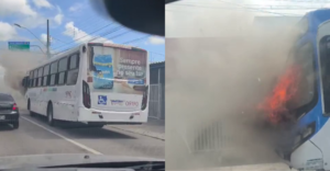 Ônibus é atingido por incêndio em João Pessoa; passageiros não ficam feridos